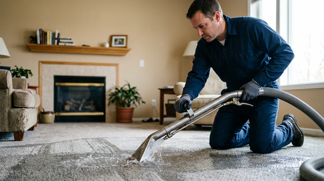 Water damage restoration technician working near Williston, OH